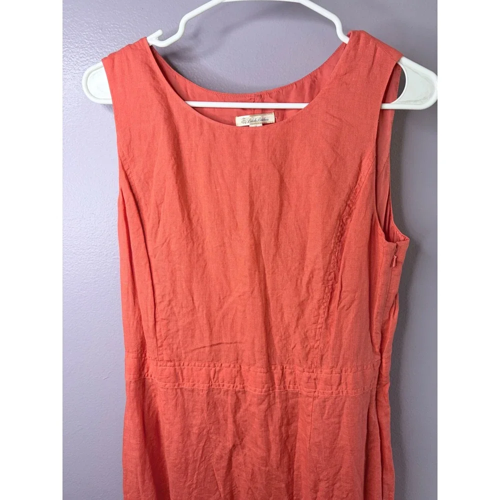 Brooks Brothers Womens 100% Linen Sheath Dress Coral Pink Sleeveless Size 10 - Picture 3 of 9